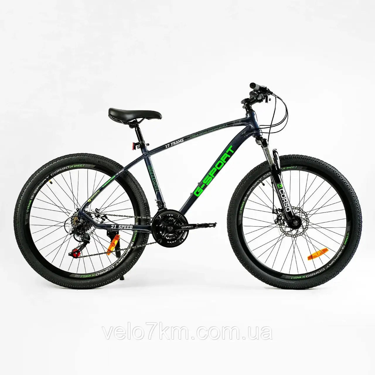 Гірський швидкісний велосипед Corso G-Sport 26" алюмінієва рама 17", Shimano 21S, зібраний в коробці на 75%