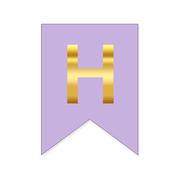 Букви на прапорці для будь яких написів "Н" золото на бузковому