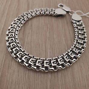 Срібний браслет чоловічий широкий Фараон. Цепочка на руку Тризуб срібло 925. Ширина 10 мм. 20 см