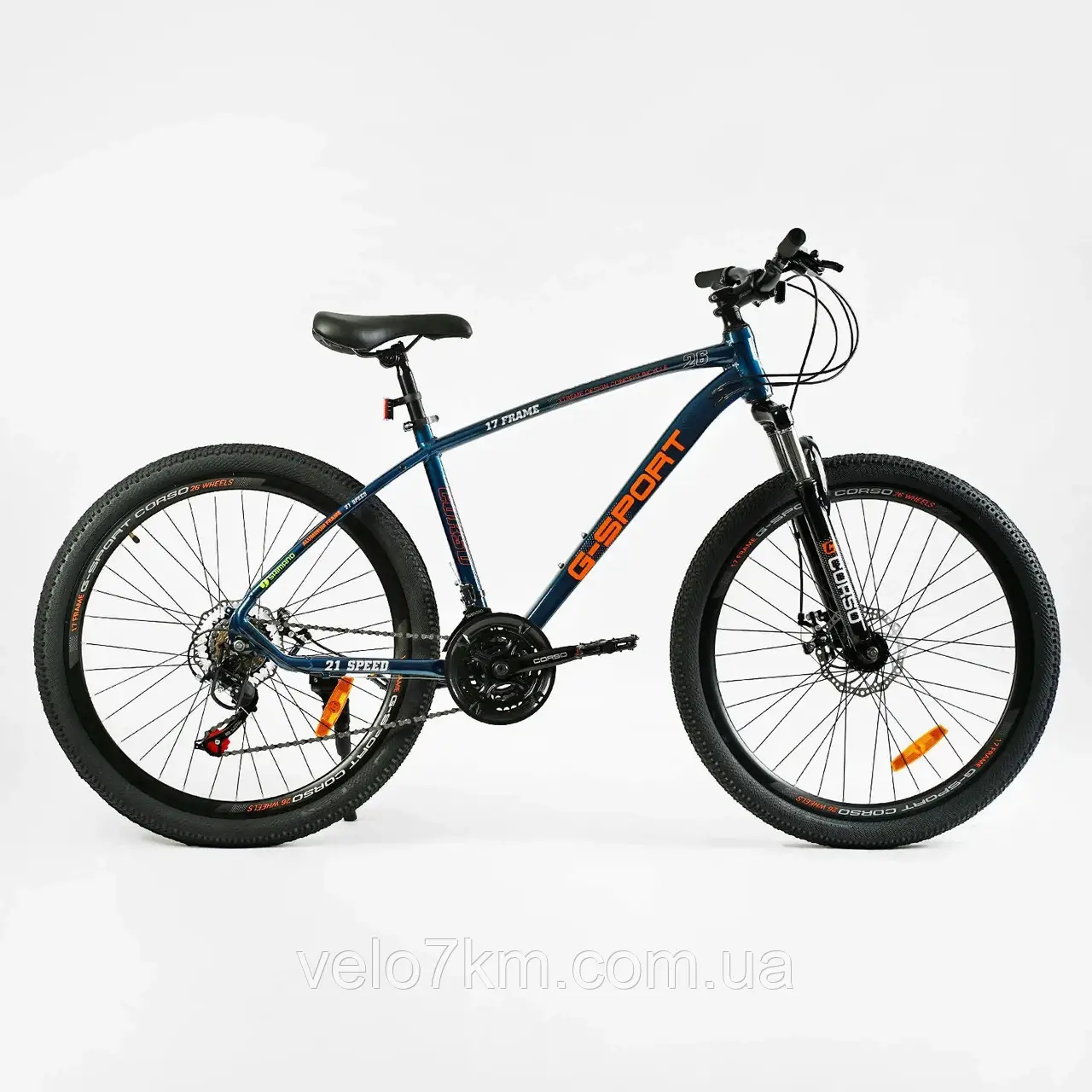 Гірський швидкісний велосипед Corso G-Sport 26" алюмінієва рама 17", Shimano 21S, зібраний в коробці на 75%