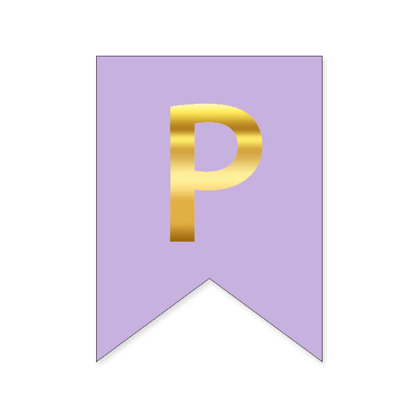 Букви на прапорці для будь яких написів "Р" золото на бузковому
