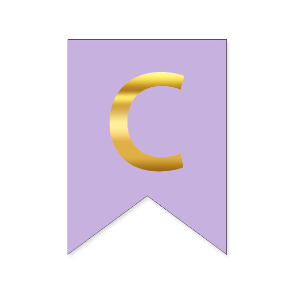 Букви на прапорці для будь яких написів "С" золото на бузковому
