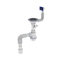 Сифон для кухні Zerix SK-02-B 3 1/2" x 40 мм з нарізним випуском і відведенням для пральної машини (ZX4953)