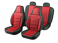 Чохли на сидіння авто / чехлы на сиденья PILOT ВАЗ 2107 (кожзам+вставка ткань) красные