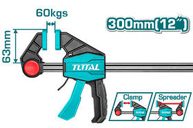 Струбцина TOTAL THT1340602 швидкозажимна, 63х300мм, 60кг  TZP176