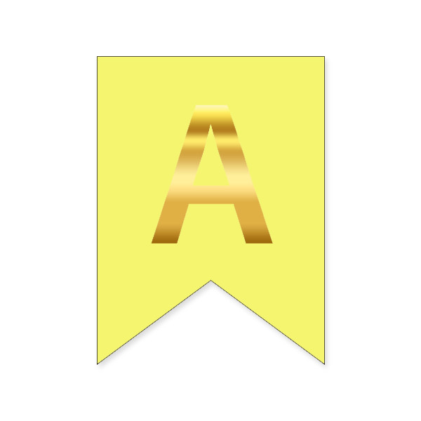 Букви на прапорці для будь яких написів "А" золото на жовтому