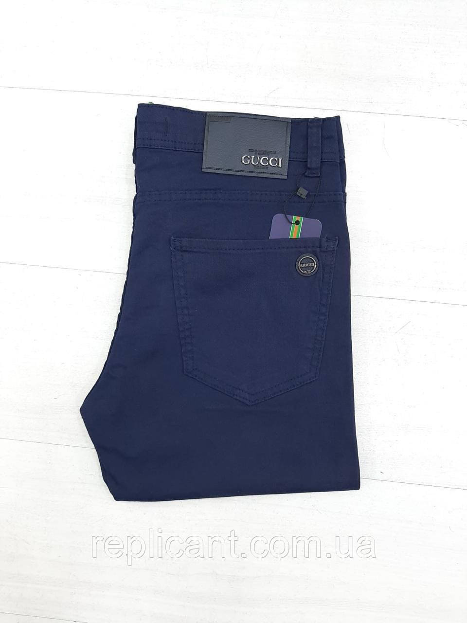 СТРЕЙЧОВІ МУЖКІ ДЖИНСИ GUCCI Blue повномірні прямого крою