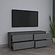 Сучасна стильна вузька сіра ТВ тумба під телевізор 140 см з шухлядами без ручок у спальню, вітальню Брайт, фото 2