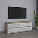 Сучасна стильна вузька сіра ТВ тумба під телевізор 140 см з шухлядами без ручок у спальню, вітальню Брайт, фото 9