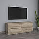Сучасна стильна вузька сіра ТВ тумба під телевізор 140 см з шухлядами без ручок у спальню, вітальню Брайт, фото 8