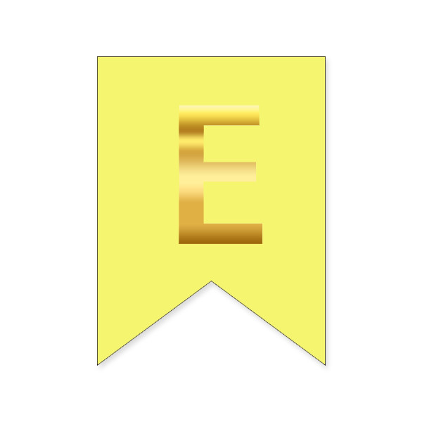 Букви на прапорці для будь яких написів "Е" золото на жовтому