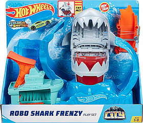 Ігровий набір Hot Wheels Зміни кольору Хот Вілс голодна акула-робот City Color Changing Robot Shark оригінал