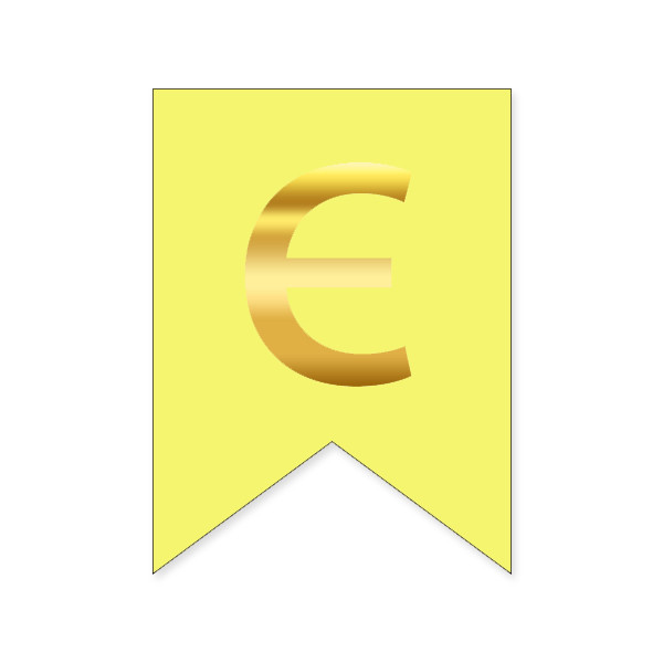 Букви на прапорці для будь яких написів "Є" золото на жовтому