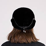 Жіноча зимова шапка з цільної норки Жокейка відворіт, фото 4