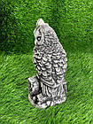 Садова фігура Сови, вулична скульптура бетонна Сова, садово-паркова пташка сірого кольору ручної роботи, фото 9