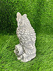 Садова фігура Сови, вулична скульптура бетонна Сова, садово-паркова пташка сірого кольору ручної роботи, фото 2