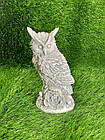 Садова фігура Сови, вулична скульптура бетонна Сова, садово-паркова пташка сіро-чорного кольору ручної роботи, фото 8