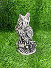 Садова фігура Сови, вулична скульптура бетонна Сова, садово-паркова пташка сірого кольору ручної роботи, фото 7