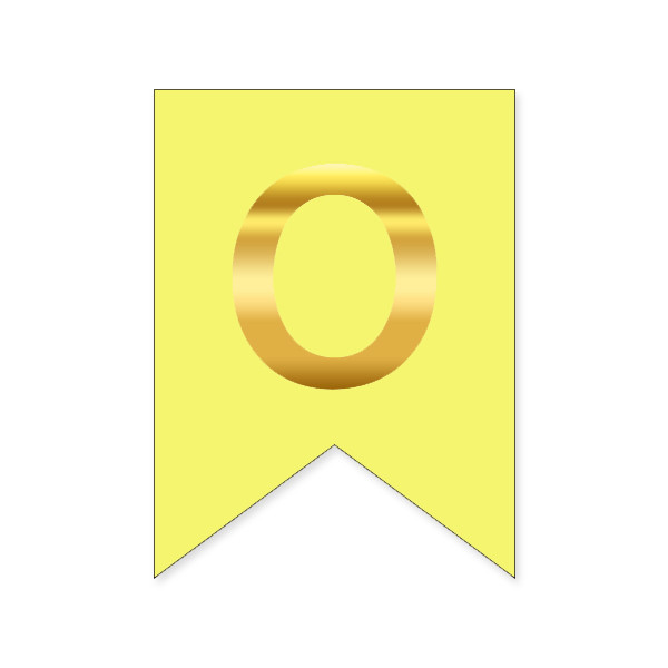 Букви на прапорці для будь яких написів "О" золото на жовтому