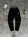 Спортивні штани чоловічі чорні зимові однотонні оверсайз фірмові Nike (Найк), фото 4