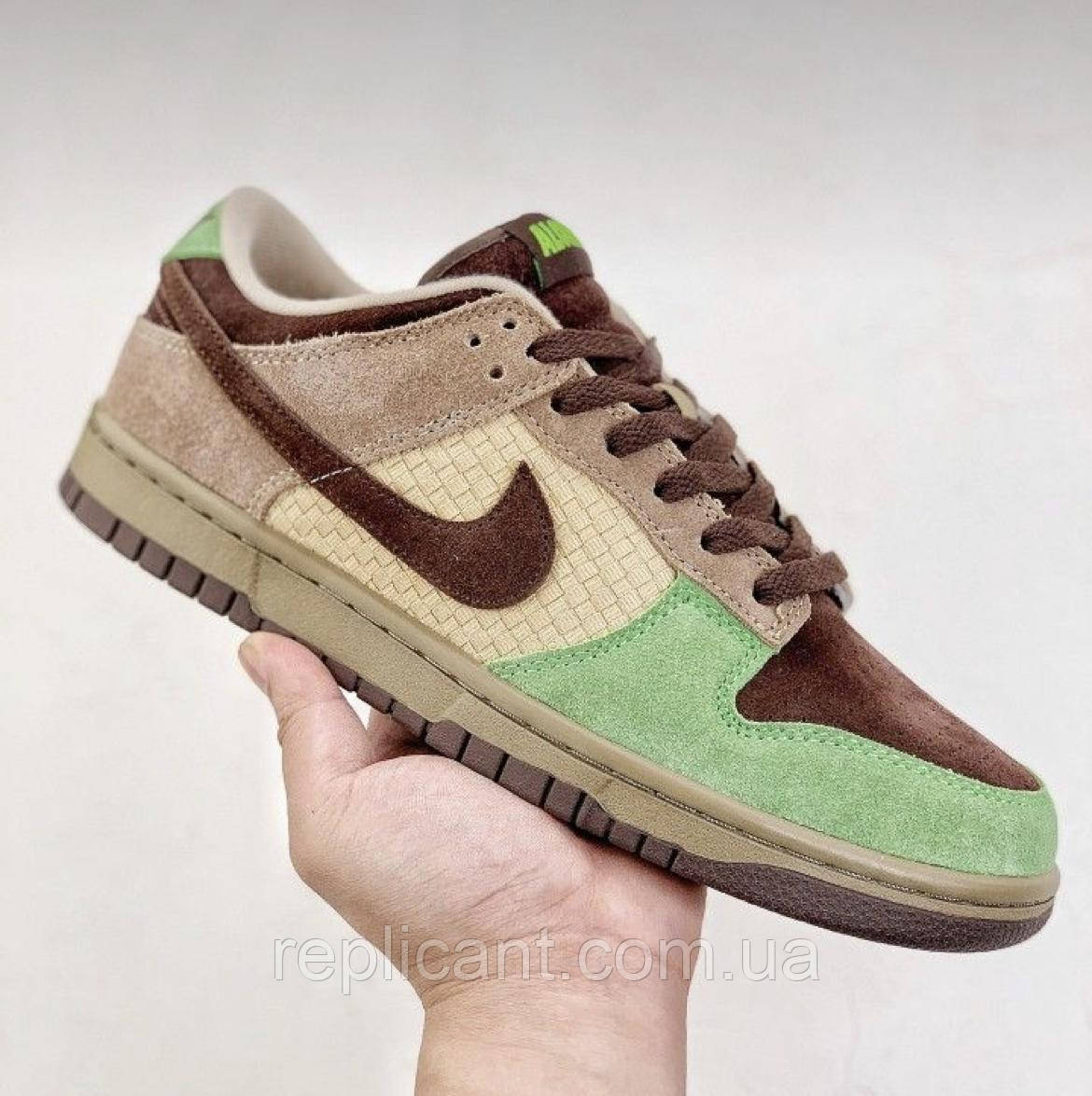 Кроссовки Nike Sb dunk зел корич кросівки найк, фото 1
