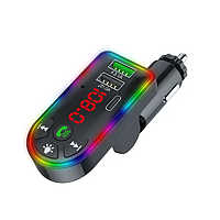 Автомобільний FM-Модулятор 3в1 з Bluetooth RGB підсвічуванням та LED-екраном F4/F7