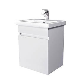 Тумба підвісна Сіті White 50-А з умивальником Cersanit Como 50 Мойдодир