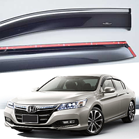 Дефлекторы окон ветровики для авто Honda Accord 9 седан USA 2013 -> с хром молдингом (скотч) HIC