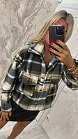 Женская теплая рубашка из ткани флис клетчатая на пуговицах размеры 42-46