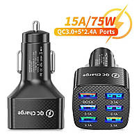 Автомобільне швидке заряджання OFLAT, 75W Quick Charge 3.0 USB 6Х