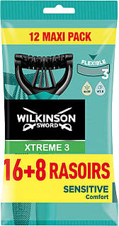 Одноразові станки Wilkinson Sword Xtreme 3 Sensitive (16+8 шт.) 02558