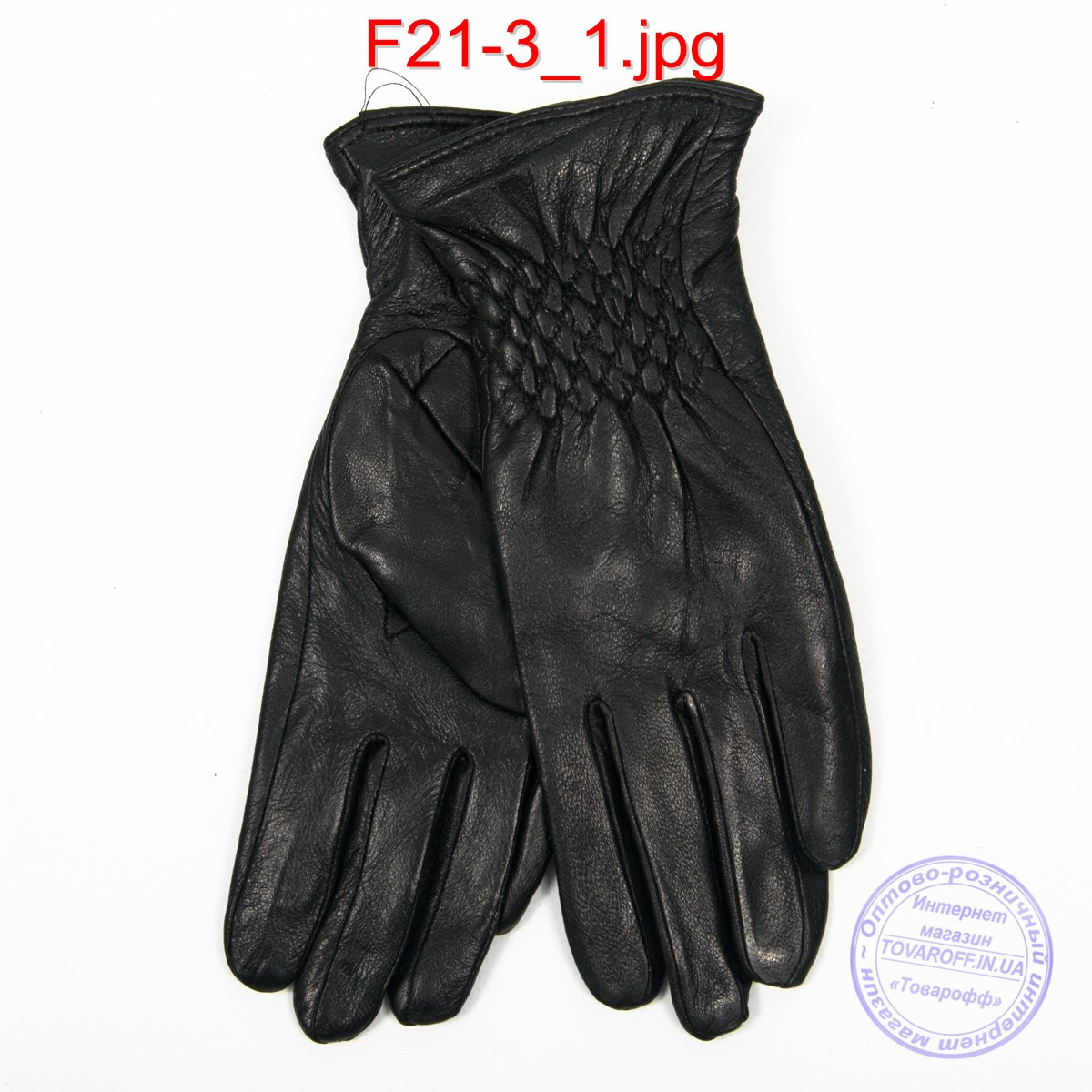 Жіночі шкіряні рукавички на плюше - F21-3