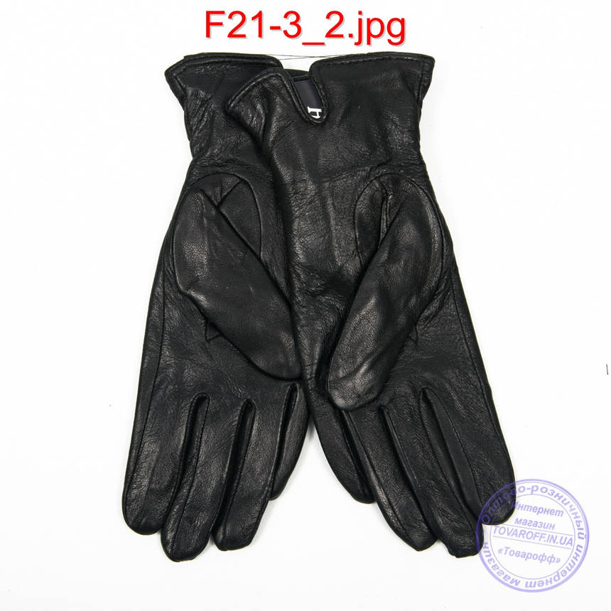 Жіночі шкіряні рукавички на плюше - F21-3, фото 2