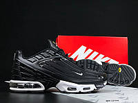 Мужские демисезонные кроссовки Nike Air Max Plus TN (черные с белым) повседневные высокие кроссы 11994 Найк