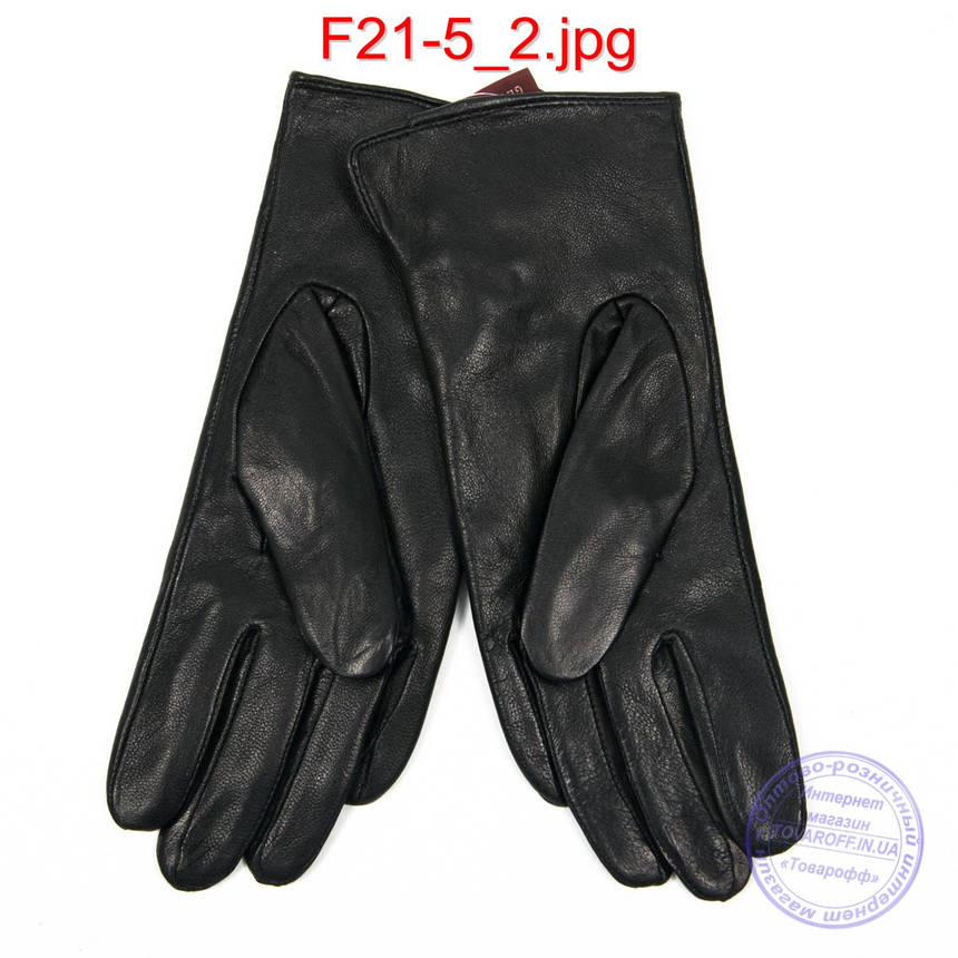 Оптом жіночі шкіряні рукавички на плюше - F21-5, фото 3