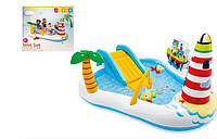Игровой надувной центр "Веселая рыбалка" Intex 218*188*99 см, детский надувной бассейн с горкой и фонтаном