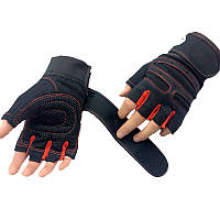 Перчатки для фитнеса, GN1, тренажерного зала с защитой запястья спортивные перчатки BLACK-RED, Хорошее