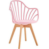 Современный стульчик стульчик в стильном дизайне для кухни гостиной бук эко кожа розовый TR51 Германия