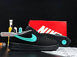 Чоловічі кросівки Nike Air Force 1 Low Tiffany & Co (чорні з бірюзовим) стильні 11997 Найк топ, фото 2