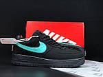 Чоловічі кросівки Nike Air Force 1 Low Tiffany & Co (чорні з бірюзовим) стильні 11997 Найк топ, фото 4