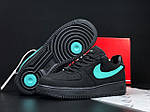 Чоловічі кросівки Nike Air Force 1 Low Tiffany & Co (чорні з бірюзовим) стильні 11997 Найк топ, фото 9