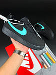 Чоловічі кросівки Nike Air Force 1 Low Tiffany & Co (чорні з бірюзовим) стильні 11997 Найк топ, фото 10