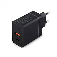 Блок питания для телефона 220V USB/TYPE C черный 196012