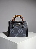 Женская сумка Gucci Diana Mini Grey/Black (чёрная с серым) красивая удобная сумочка для девушки KIS13055 топ