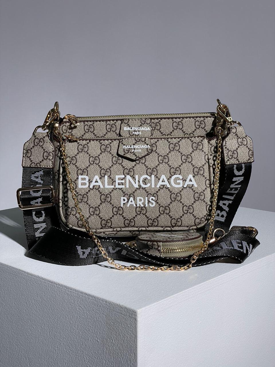 Жіноча сумка Gucci x Balenciaga Pochette Grey (сіра) крута стильна сумочка KIS09007 топ