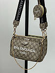 Жіноча сумка Gucci x Balenciaga Pochette Grey (сіра) крута стильна сумочка KIS09007 топ, фото 3