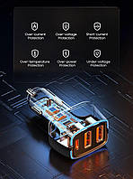 Автомобільне швидке заряджання QOOVI, 44W Quick Charge 3.0 USB 2Х + PD27 Type C 1Х