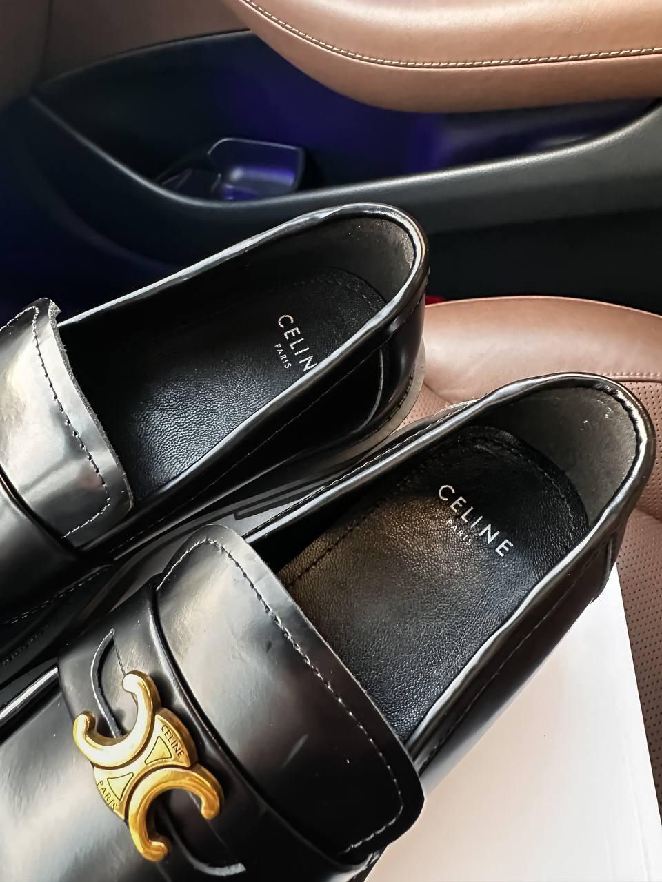 Женские осенние ботинки CELINE loafers Premium (черные) низкие повседневные боты CL001 Селин тренд - фото 4 - id-p2076401678