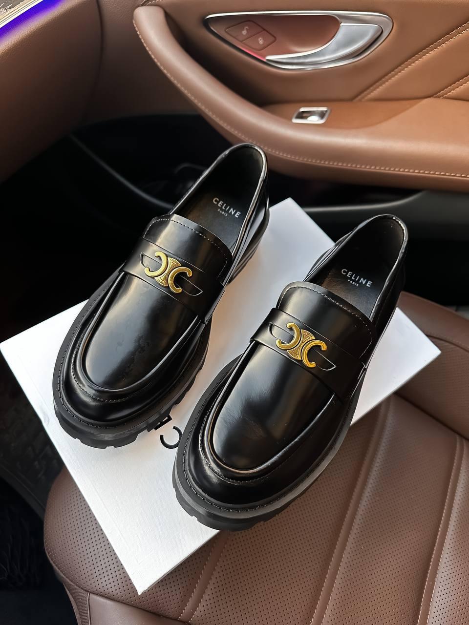 Женские осенние ботинки CELINE loafers Premium (черные) низкие повседневные боты CL001 Селин тренд - фото 5 - id-p2076401678