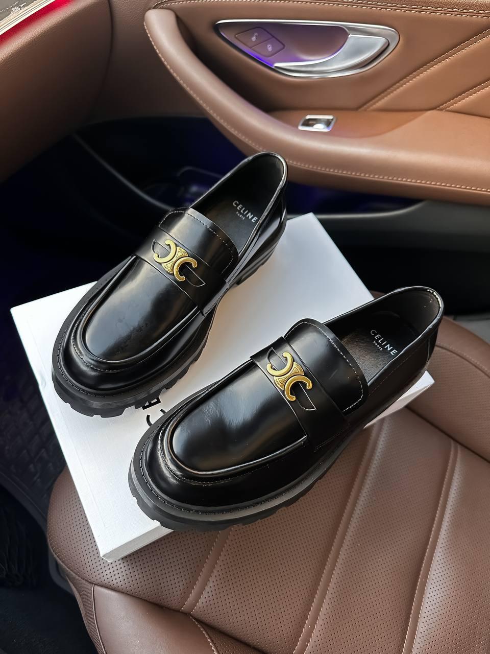 Женские осенние ботинки CELINE loafers Premium (черные) низкие повседневные боты CL001 Селин тренд - фото 7 - id-p2076401678